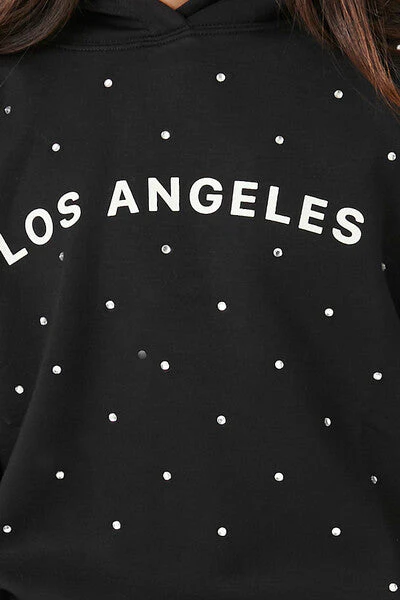 Girls Rhinestone Los Angeles Hoodie (Kids) - Image 4