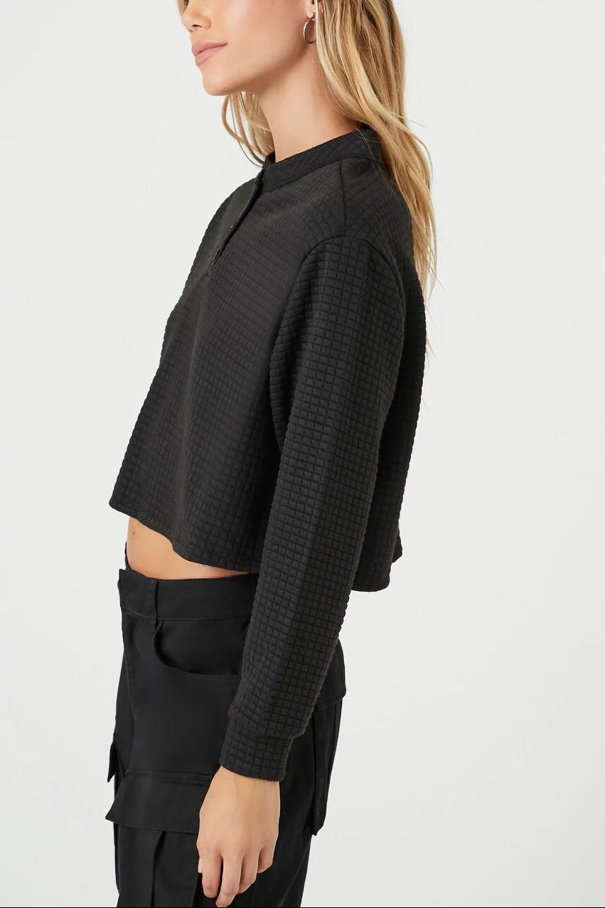 Waffle Knit Crop Top - Image 2