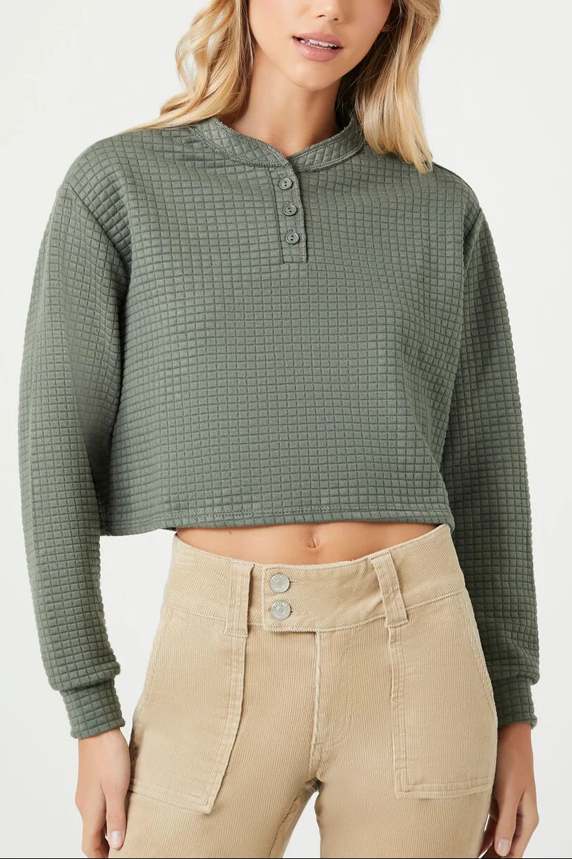 Waffle Knit Crop Top - Image 6