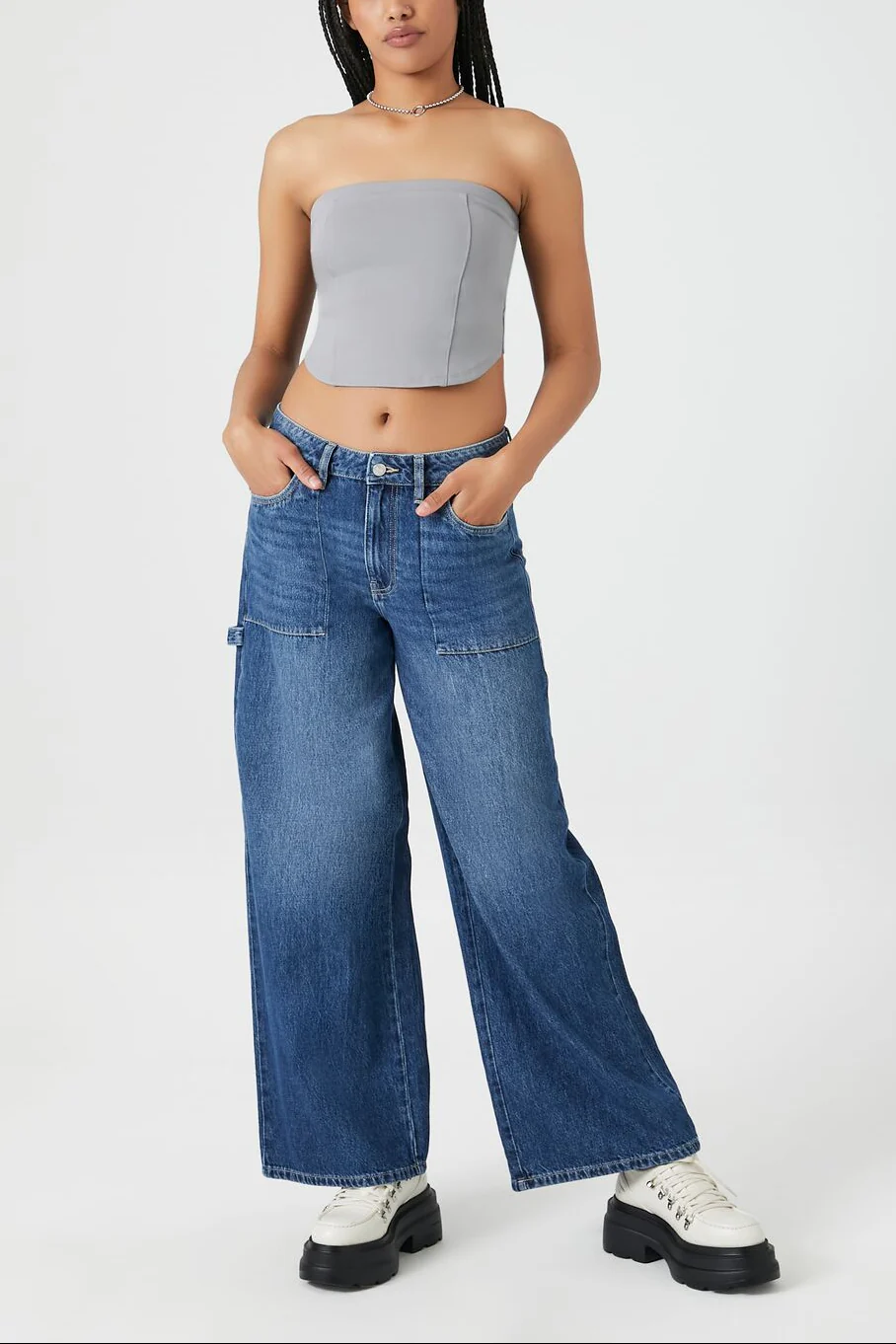 Ponte Knit Curved-Hem Tube Top - Image 4