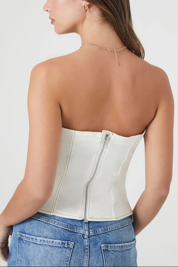 Denim Bustier Tube Top - Image 3