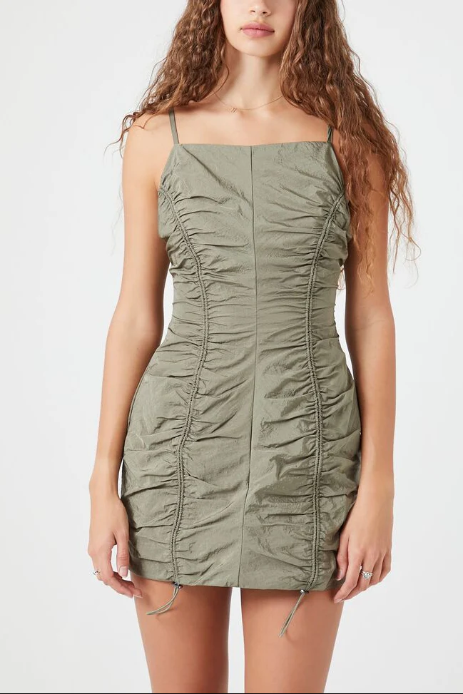 Ruched Toggle Drawstring Mini Dress - Image 7