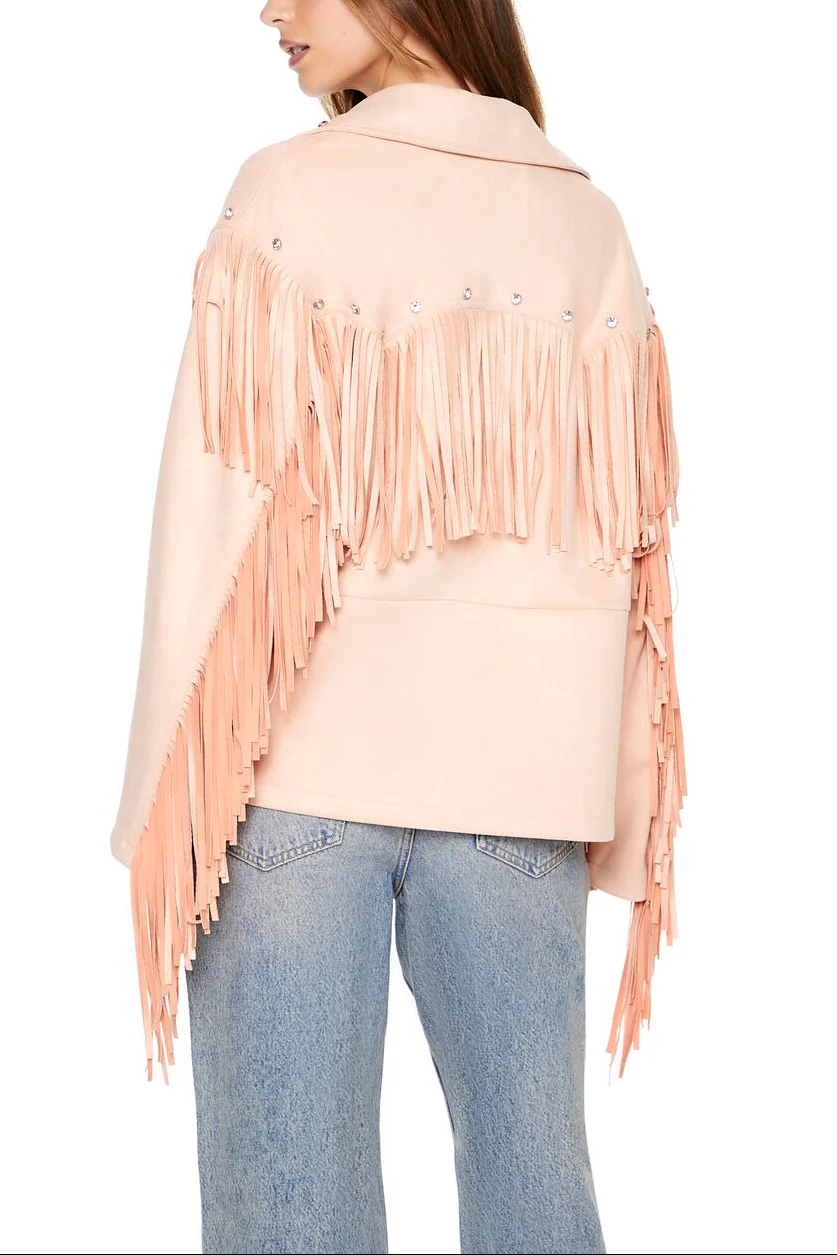 Fringe Faux Suede & Gem Jacket - Image 3