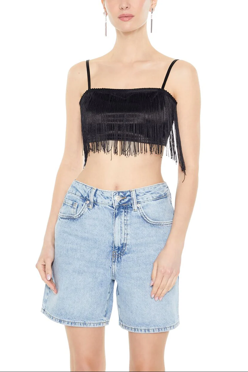 Satin Fringe Cropped Cami