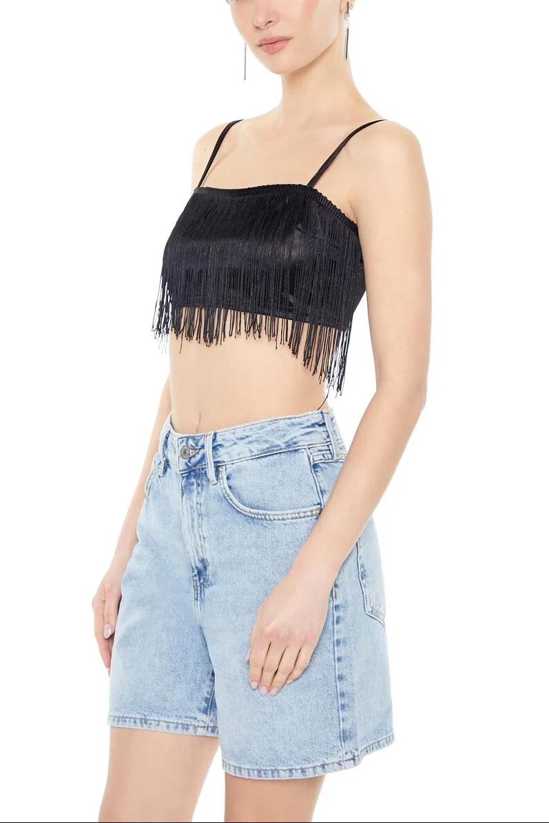 Satin Fringe Cropped Cami - Image 2