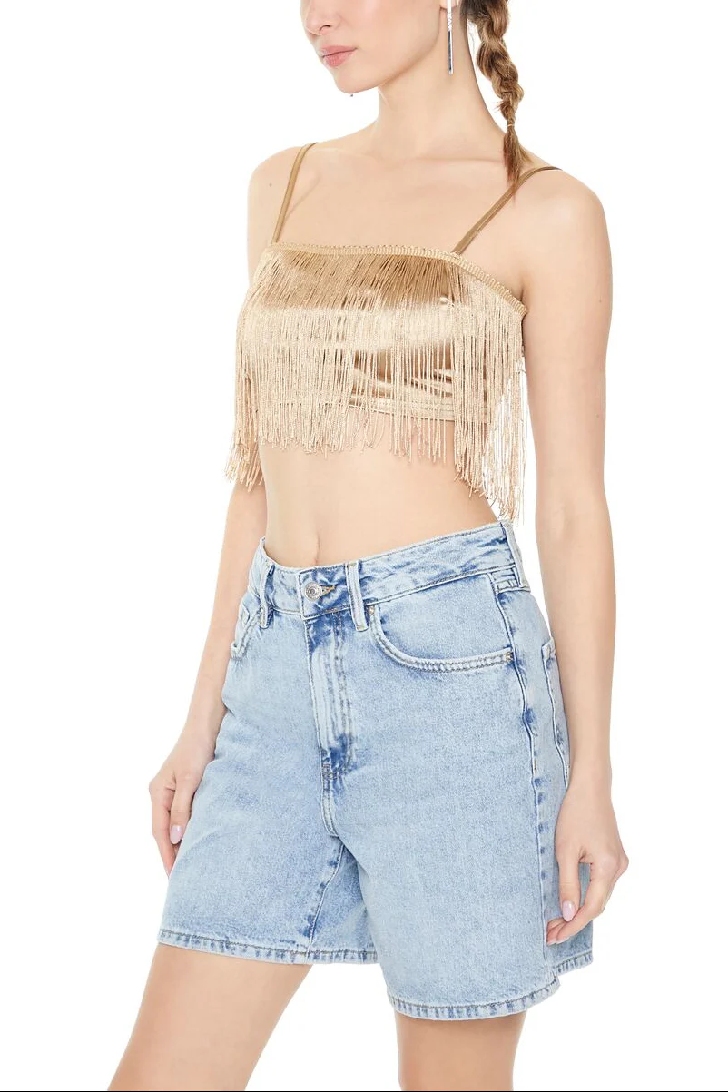 Satin Fringe Cropped Cami - Image 7