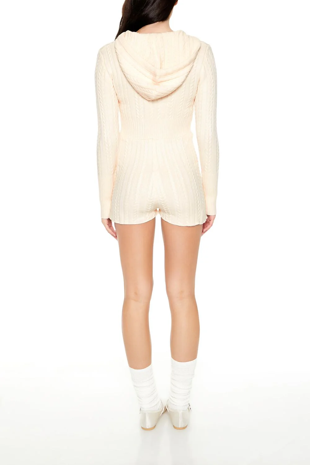 Hooded Cable Knit Zip-Up Romper - Image 10