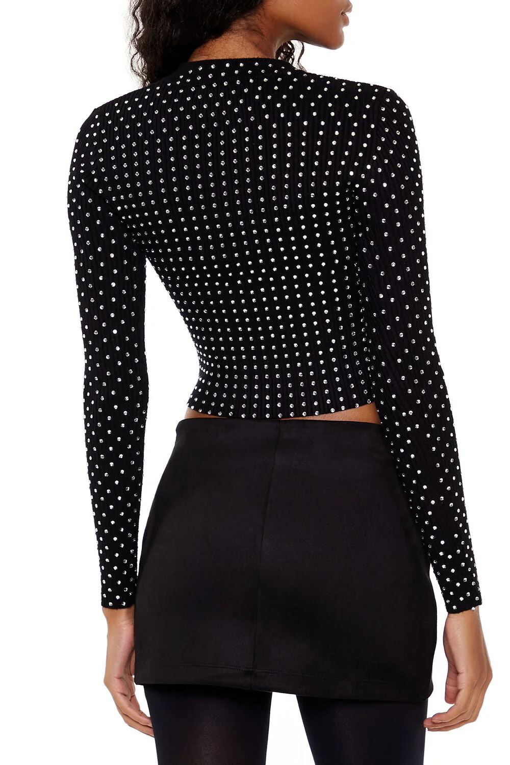 Rhinestone Cropped Sweater - Image 5
