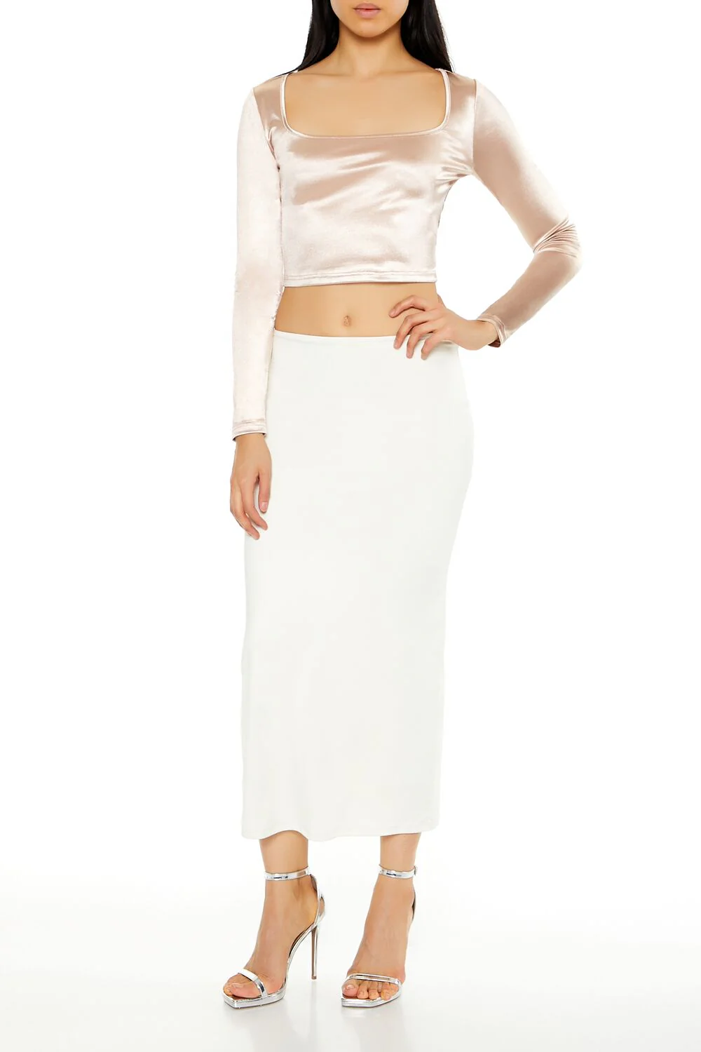 Satin Square-Cut Crop Top - Image 7