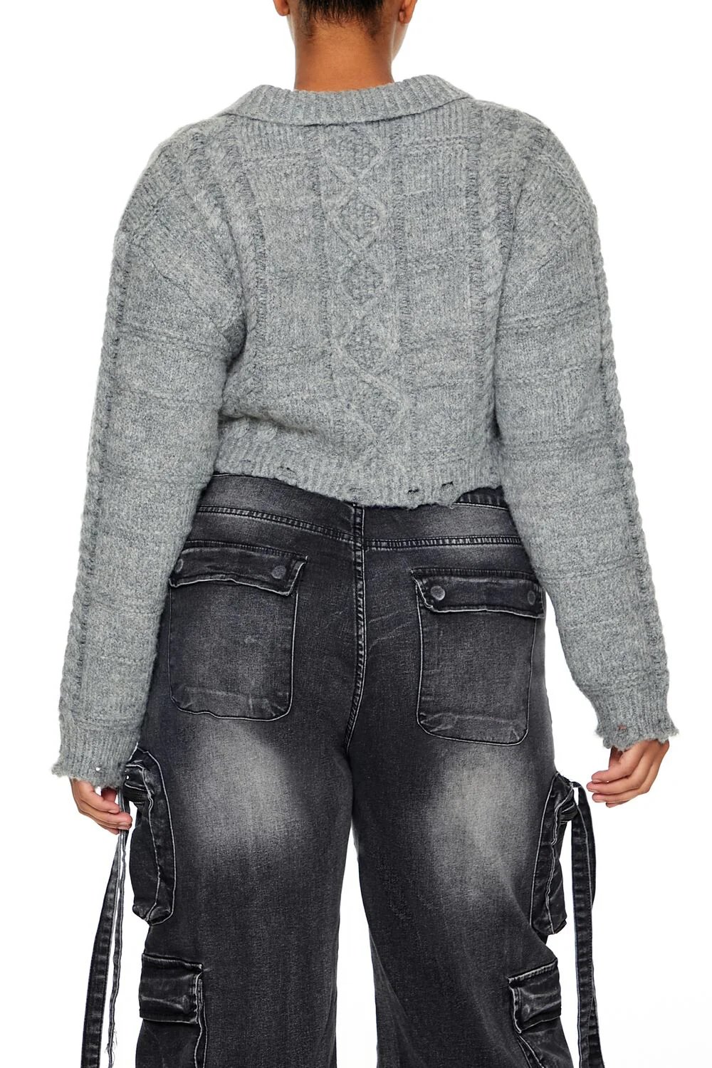 Plus Size Cable Knit Cropped Sweater - Image 4