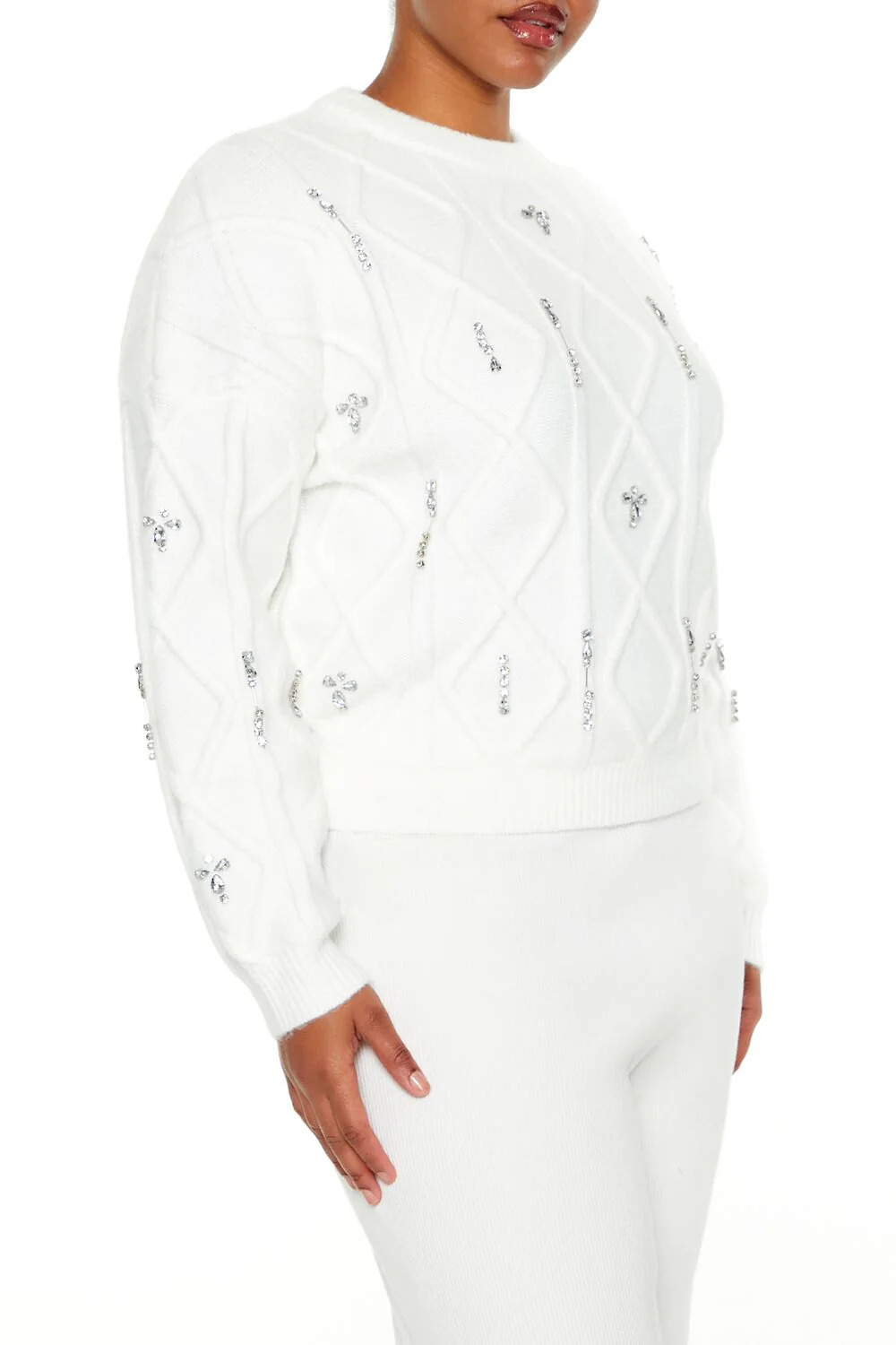 Plus Size Faux Gem Sweater - Image 9