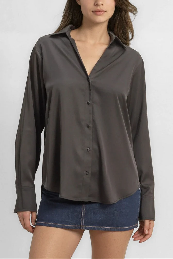 Satin Button-Front Shirt - Image 5