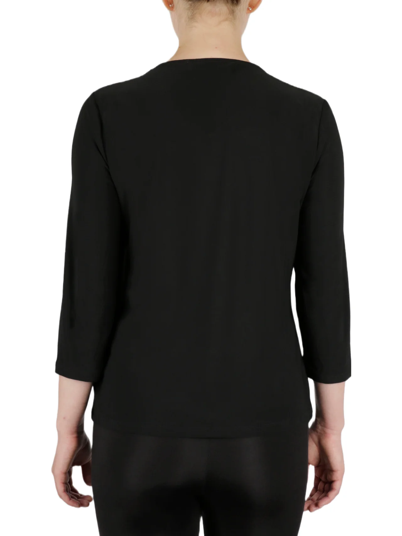 3 Qtr Twist Neck Solid Ity Knit Top - Image 3