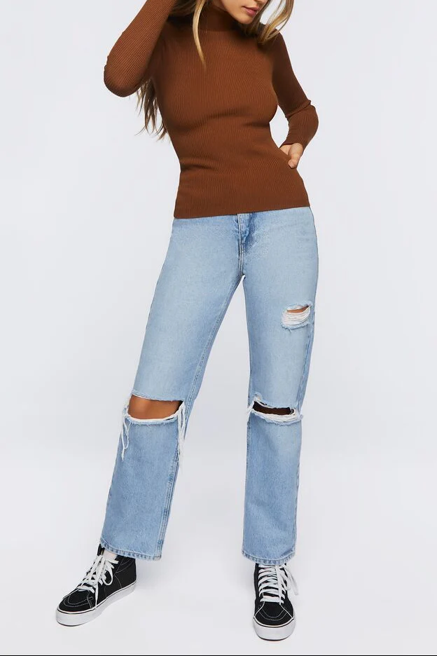 Ribbed Turtleneck Sweater-Knit Top - Image 13