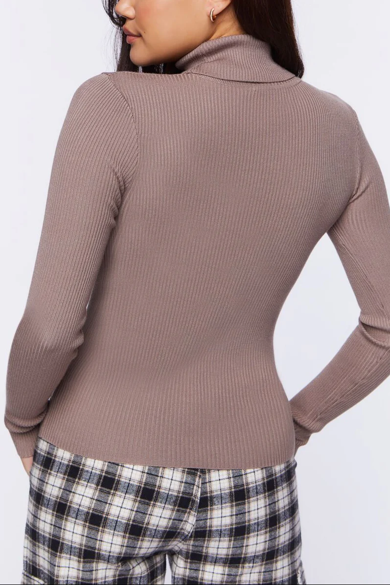 Ribbed Turtleneck Sweater-Knit Top - Image 37