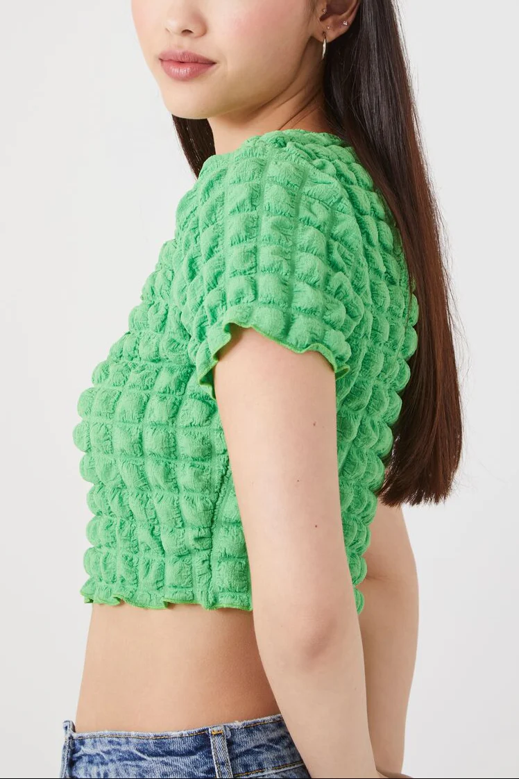 Textured Cutout Crop Top - Image 7