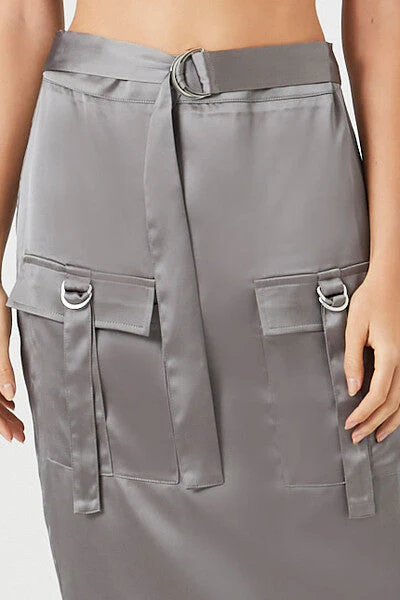 Satin Cargo Maxi Skirt - Image 5