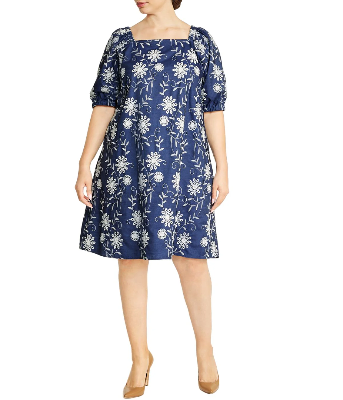 A-Line Dress with Square Neck-Plus Size - Image 6