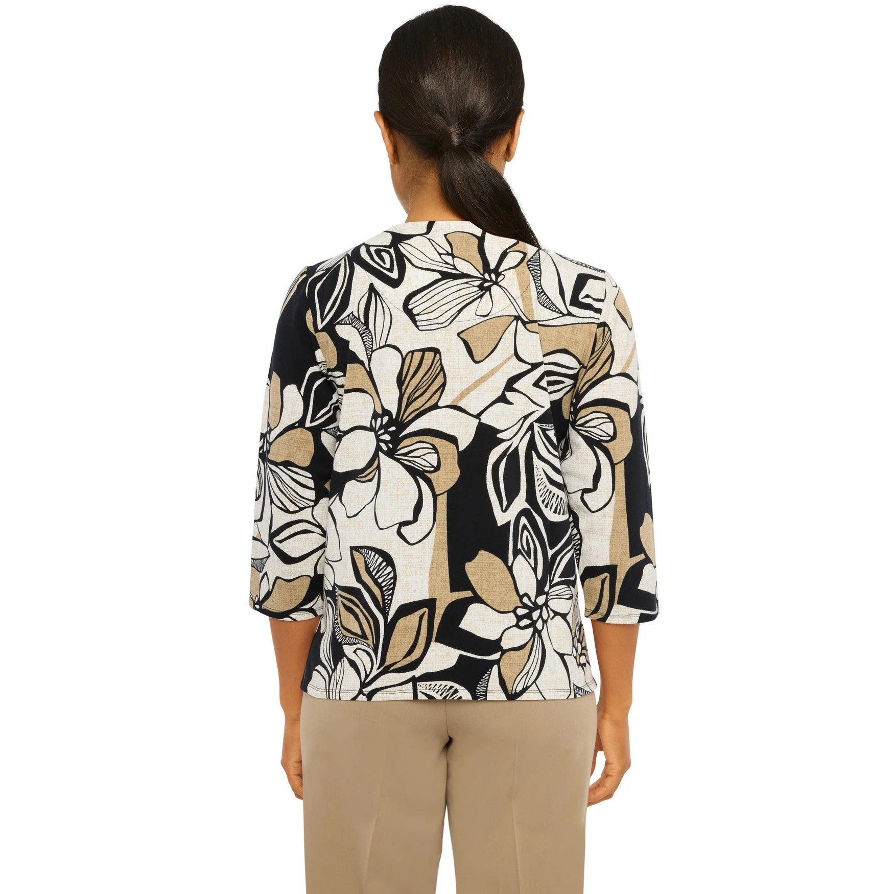 Abstract Floral Texture Knit Top - Image 4