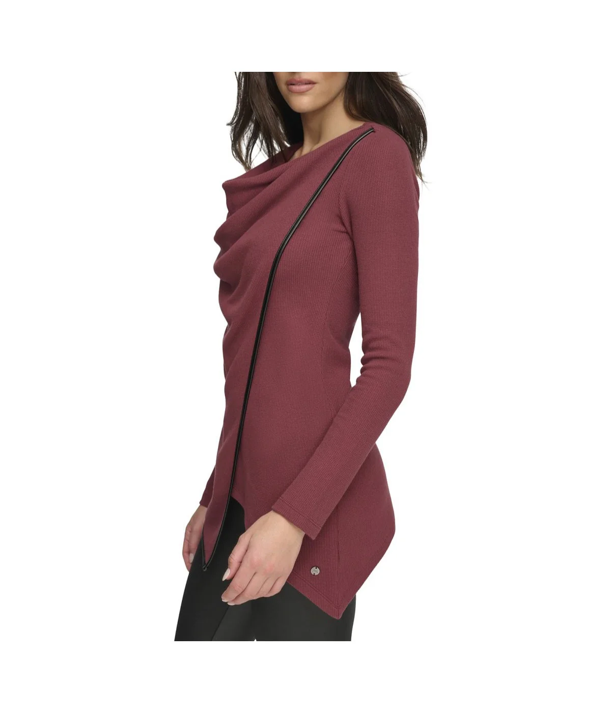 Andrew Marc Women's Draped Thermal Tunic Rust - Image 2