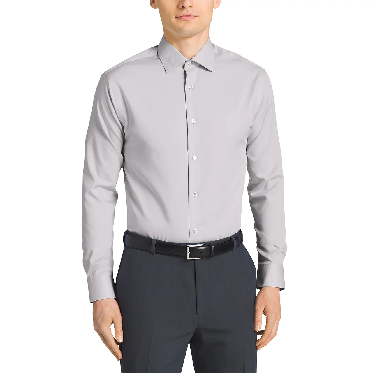 Calvin Klein Steel Regular Fit Non Iron Broadcloth Solid Dress Shirt - Image 3