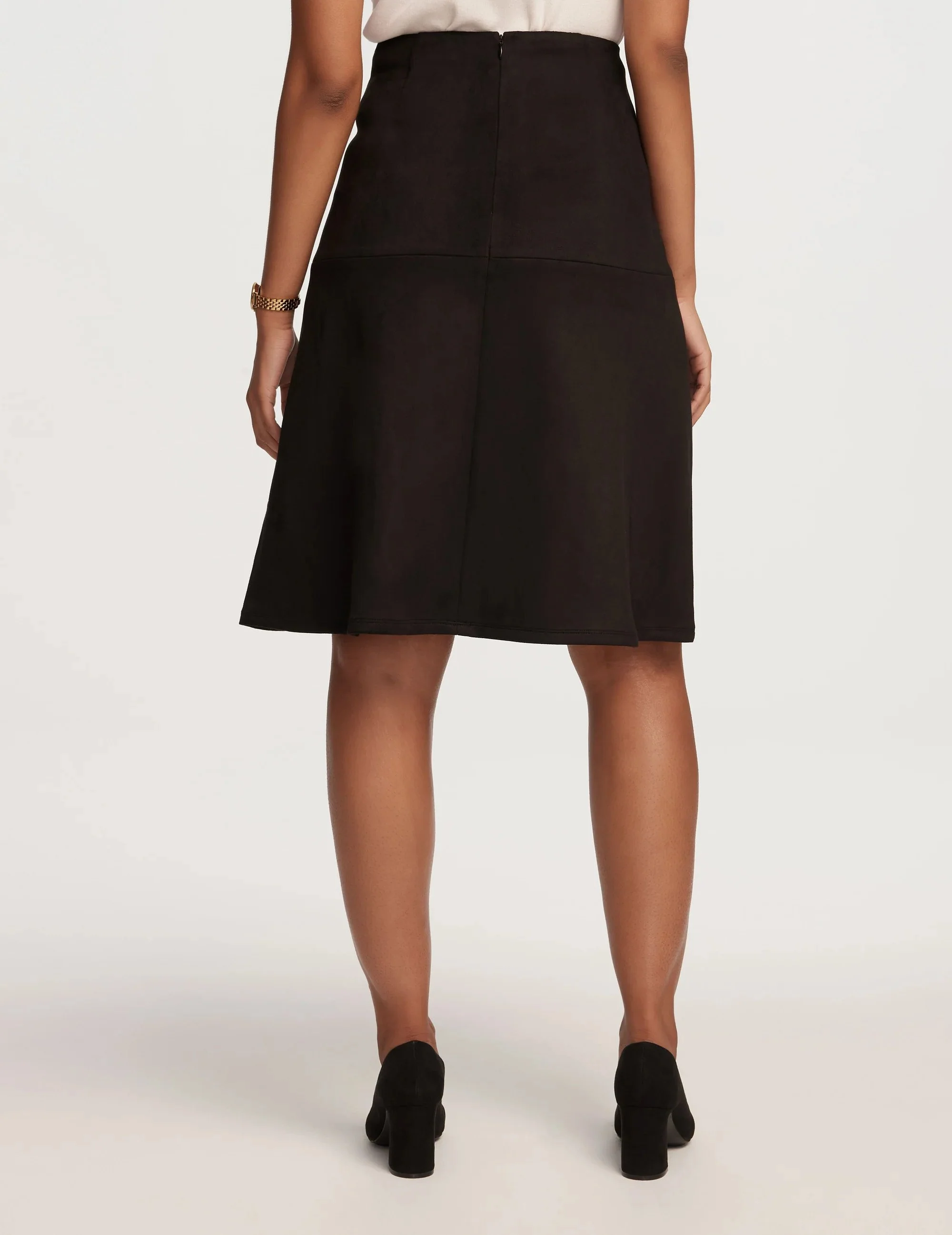 Flared Scuba Suede Skirt - Image 3