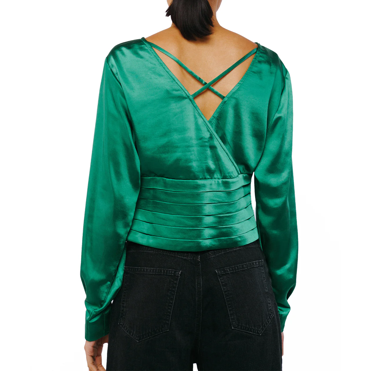 Fosi Pleated Waistband Satin Top - Image 5
