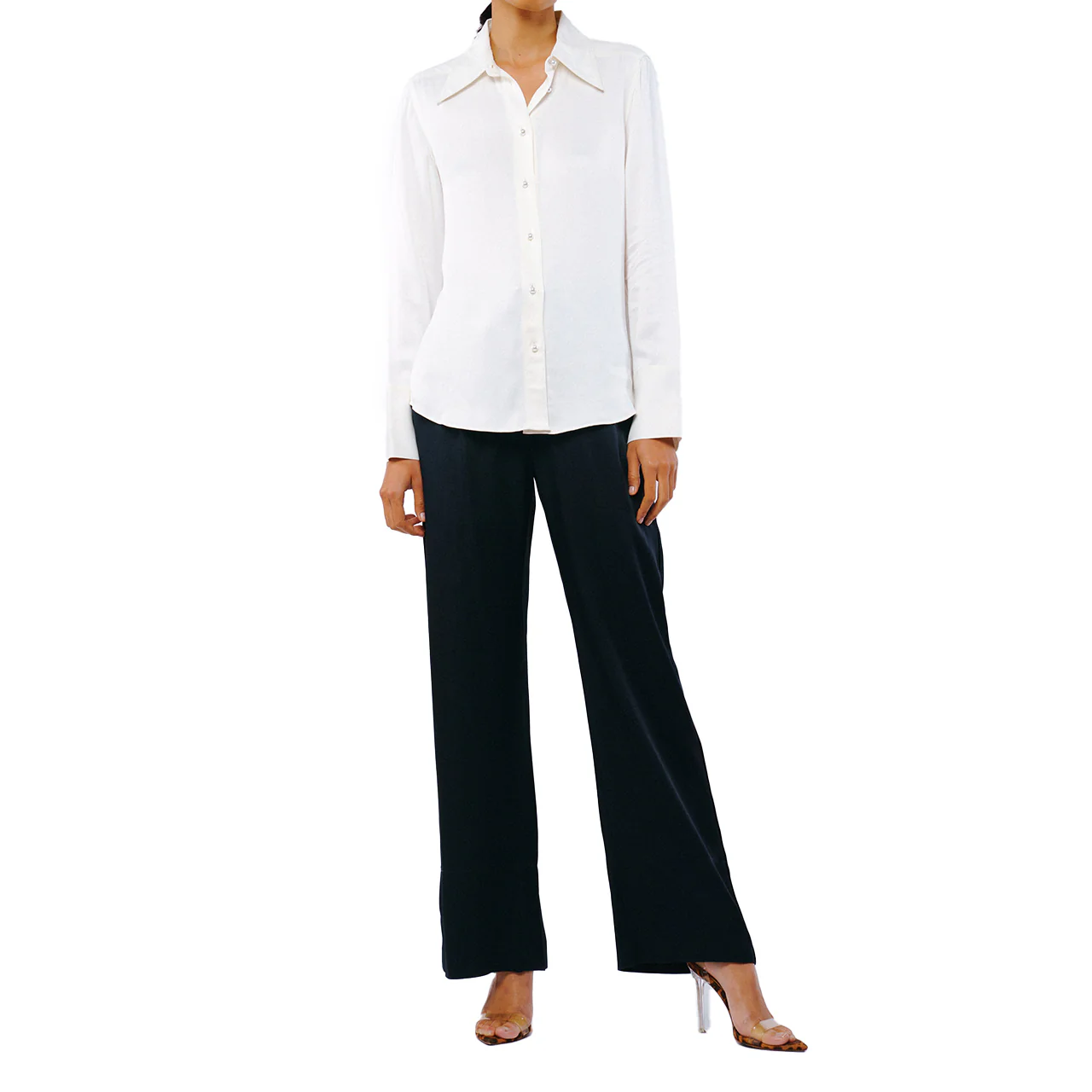 Jacque Collared Button Down Satin Top - Image 3