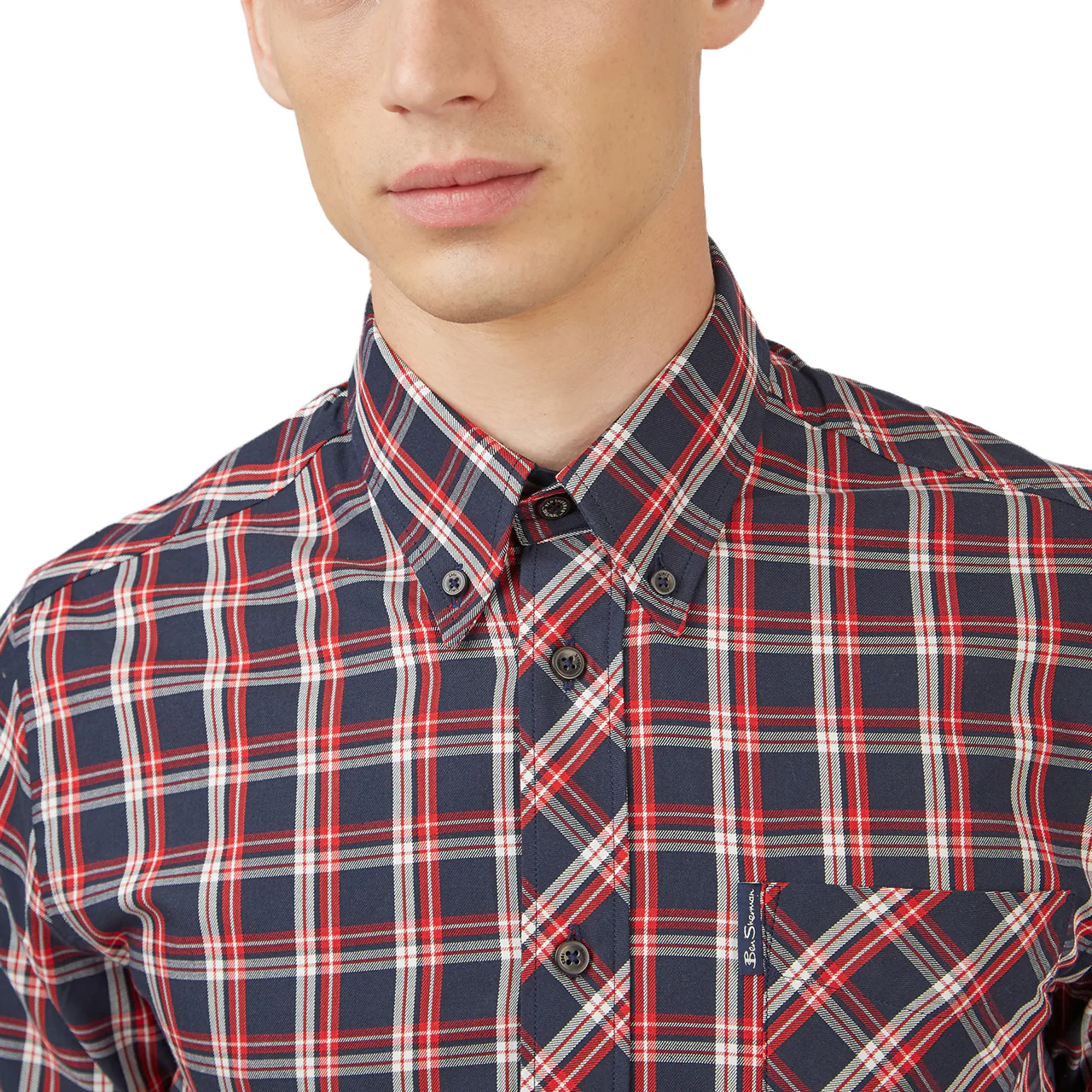 Long Sleeve Grid Check Buttondown Shirt - Image 7