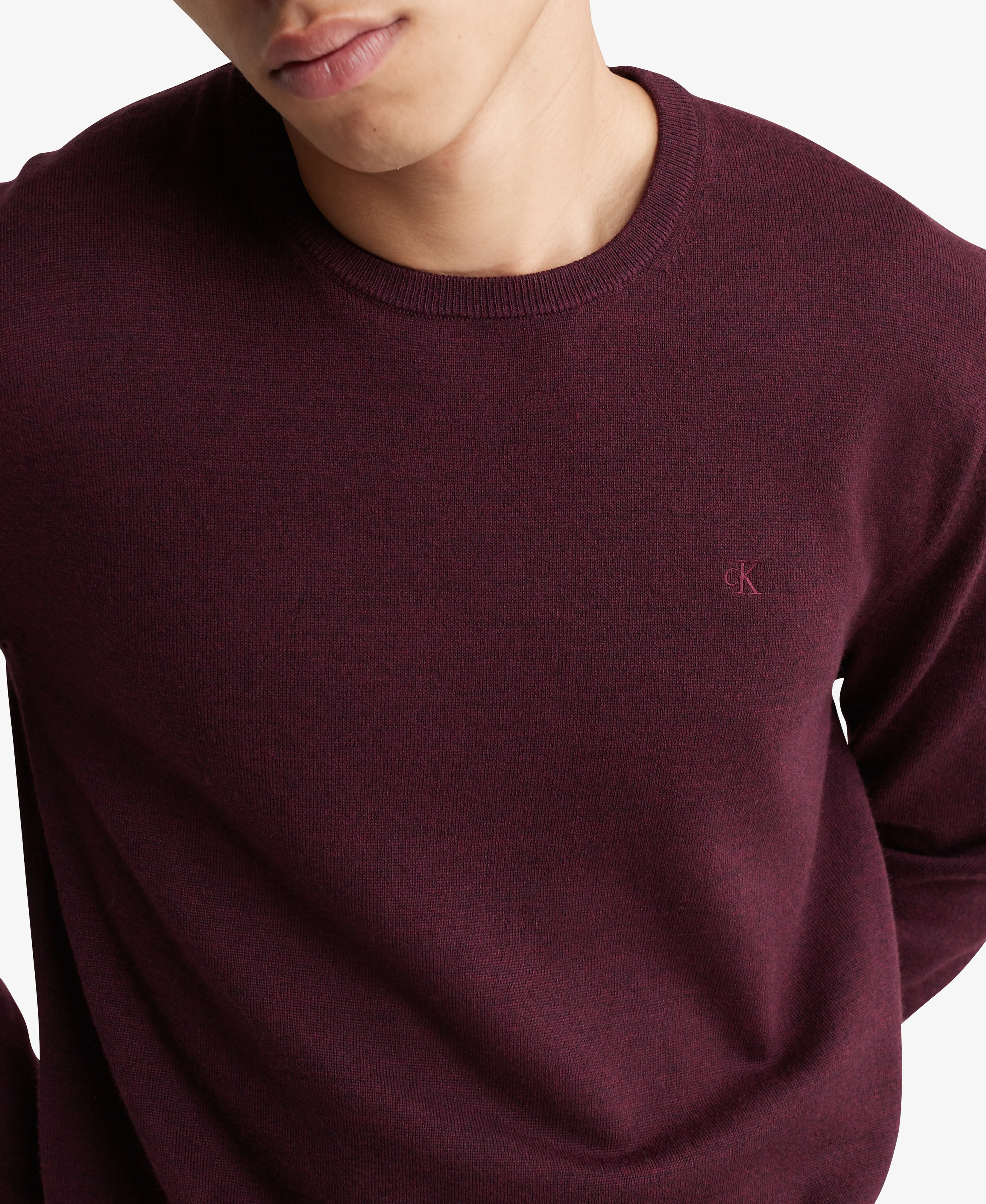 Long Sleeve Solid Extrafine Merino Crew 14Gg Red - Image 3