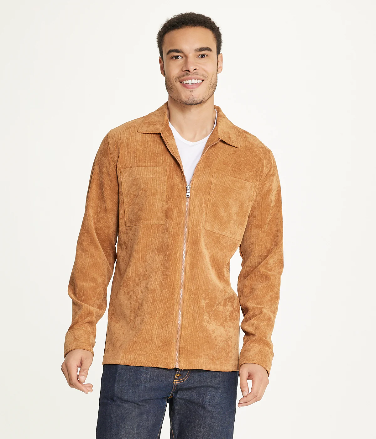 Men's Long Sleeve Corduroy Shirt Jacket (Zip Front) - Image 5