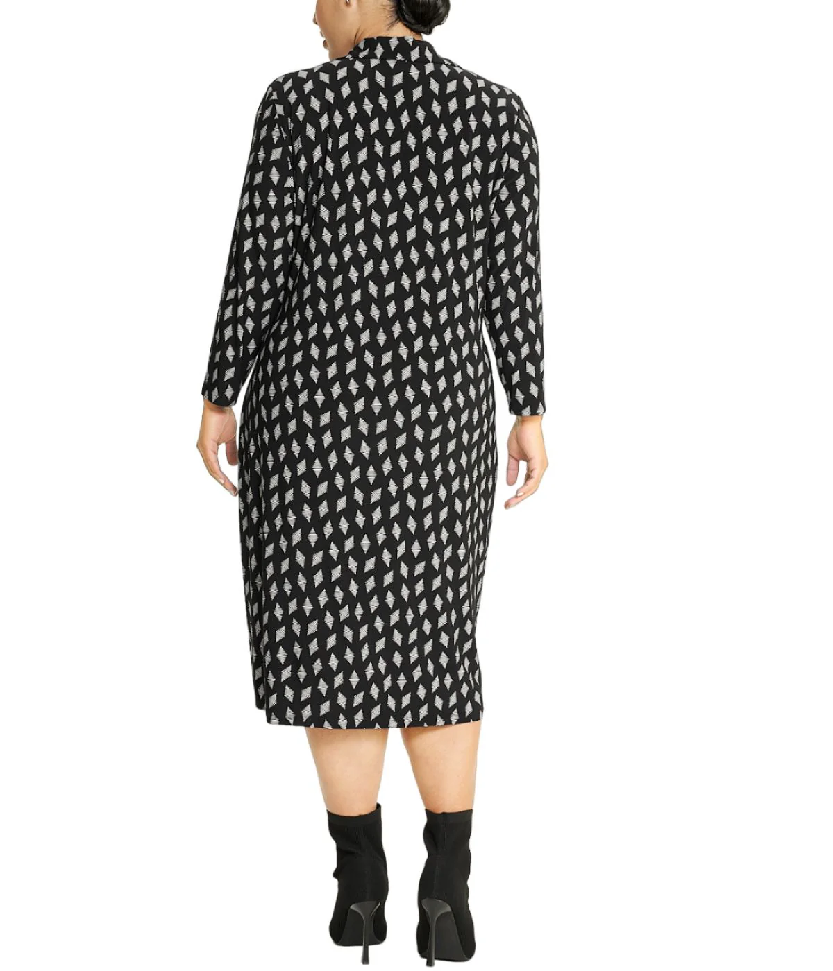 Plus Size Printed Notch Collar Wrap Dress - Image 2