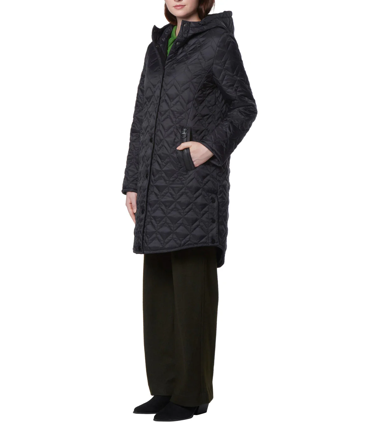 Rialto Attached Hood Double Diamond Quilts Black - Image 3