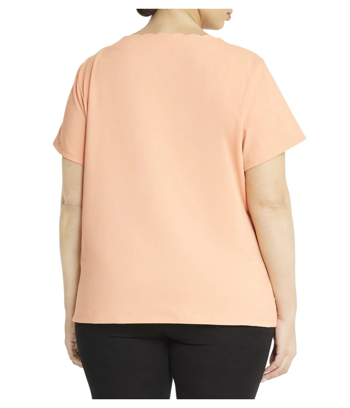 Plus Size Scallop Short Sleeve T-Shirt - Image 2