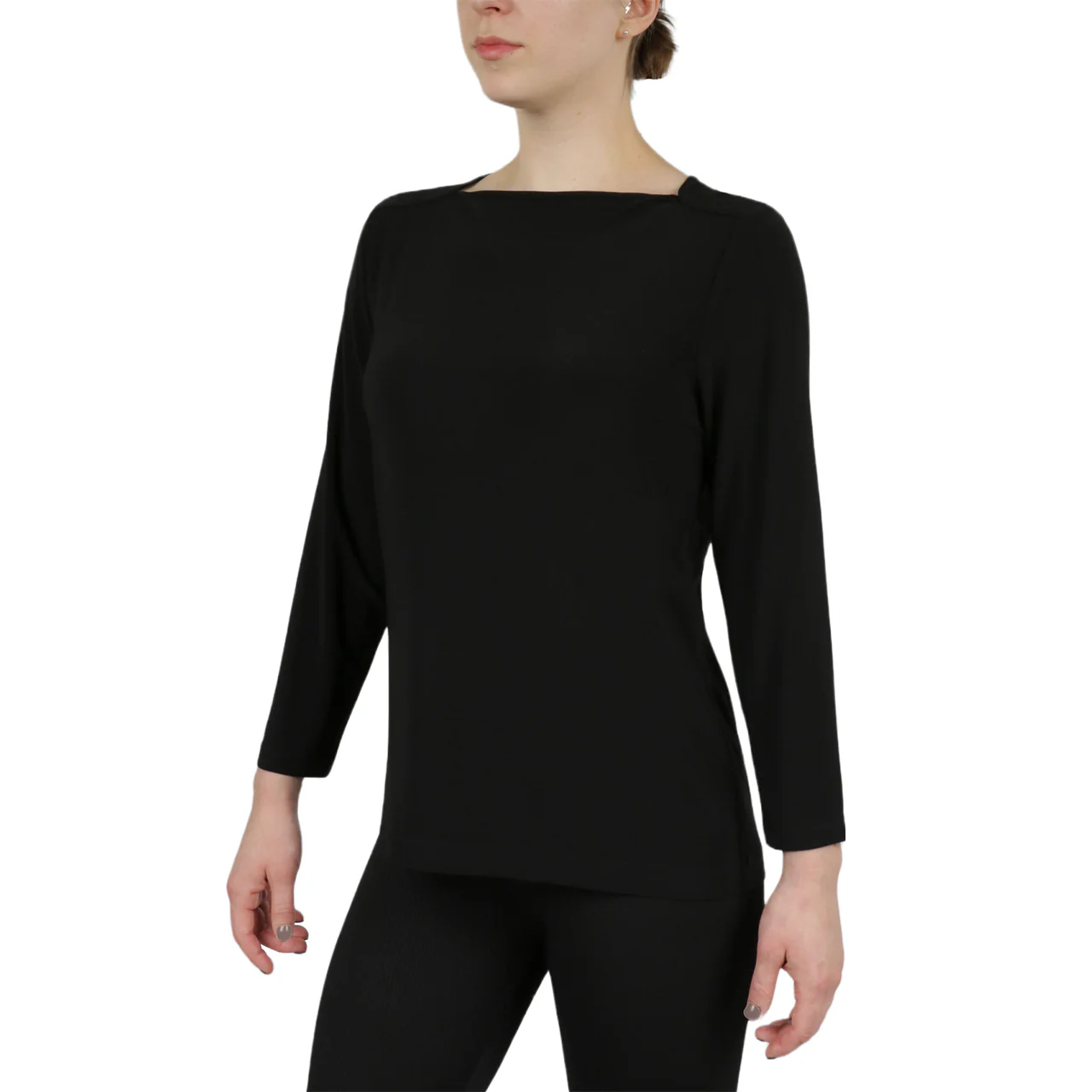 Solid Ity 3/4 Sleeves Boatneck Top - Image 2
