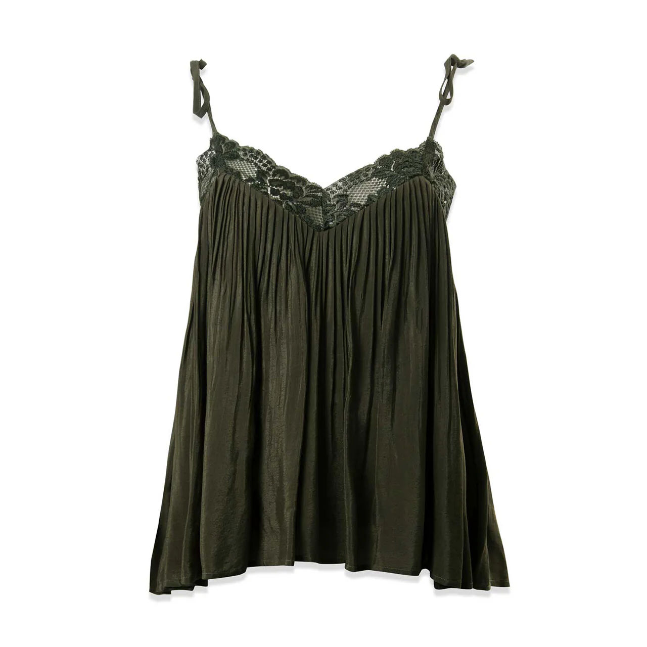 Syvan Pleated Lace Trim Cami Top - Image 2