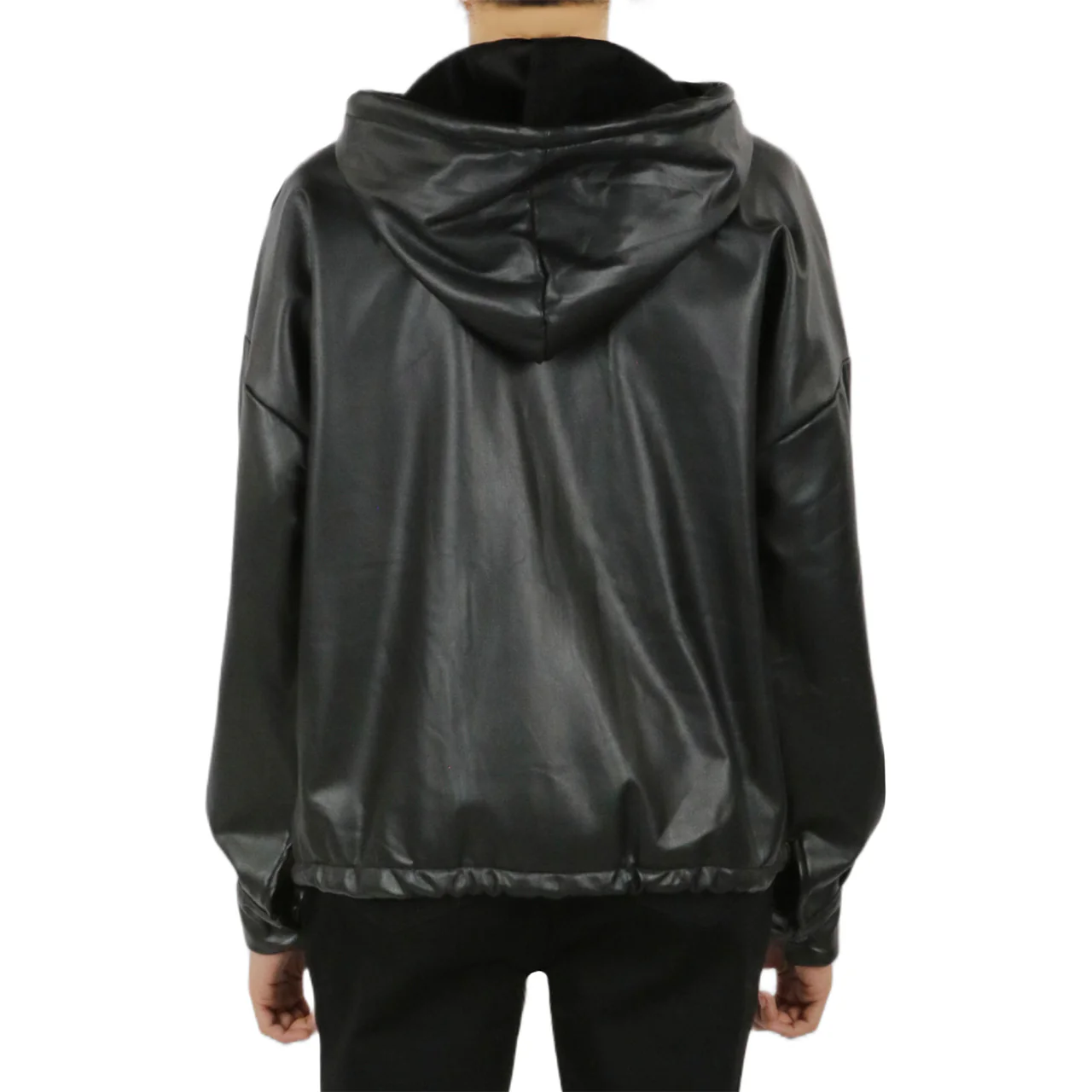 Vegan Leather Button Front Jacket - Image 3